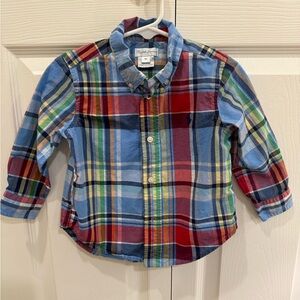 Ralph Lauren Little Boys Plaid Tartan Button Down Shirt - Blue, Red, Green 18M